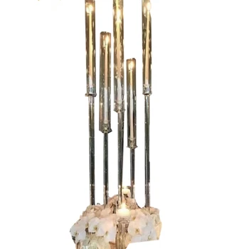10pcs)Crystal clear akryl candelabra 5 zbraní vrchol pre svadobné dekorácie AB0336