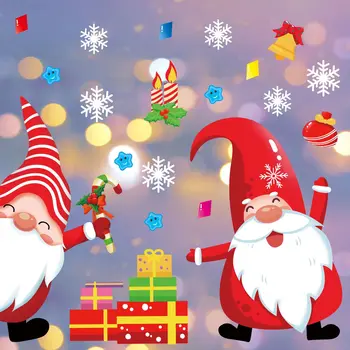 2024 Nový Rok Party Dekor Vianočné Gnome Bábika Vzor PVC Statické Nálepky Vianočné Ozdoby pre Domáce Okno Sklenené Dekorácie