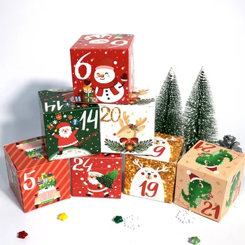 24pcs Vianočný Adventný Kalendár Darčeka Vianočné Časovač Digitálny Zábal Papier Candy Box Vianoce, Nový Rok Kraft Papier