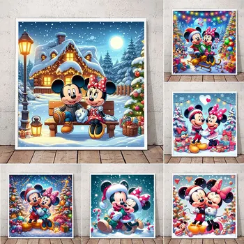 5D Vianočné Plagáty Mickey a Minnie Diamond Maľovanie Cartoon Lásku Plný DIY Strane Mozaiky Výšivky detská Izba Domova Dary