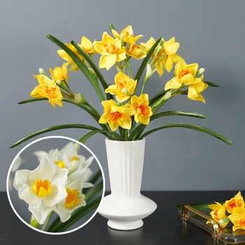 6/12pcs Nordic Simulované Narcis Domov Obývacia Izba Kreatívne HOBBY Dekorácie Biela Žltá Vysokej Simulované Kvety Narcis