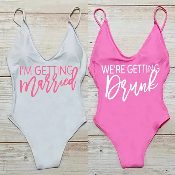 Bachelorette Party jednodielne Plavky som vydávať Plavky Ženy Sexy Čalúnená plavky plážové oblečenie 2022 Letné Topy