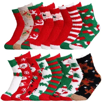 Coral Velvet Vianočné Ponožky pre Ženy Cezhraničné Koberec Plus Velvet Ponožky na Zimné Extra Hrubé Podlahové Spanie Plyšové Ponožky