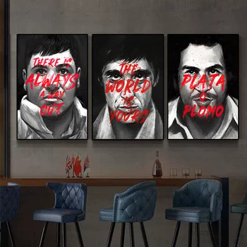 Klasické Filmové Postavy Pablo Escobar Tony Montana Motivačný Plagát Plátno, Maľovanie Na Svete Je Yous Wall Art Domova
