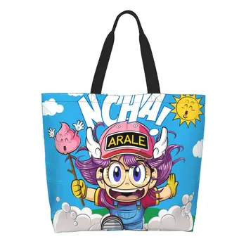 Móda Dr. Prepad Nakupovanie Tote Bag Recyklácie Arale Norimaki Anime, Manga Plátno S Potravinami Shopper Taška Cez Rameno