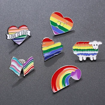Móda Mini Rainbow Odznaky, Denim, Klobúk Tašky Oblečenie Golier Farebné Smalt Odznak Pin Kovové Brošňa pre Ženy Cartoon Creative