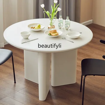 Nordic Moderné okrúhly Stôl Domov Malý Byt American Jednoduché talianske kolo Masívneho Dreva Jedálenský Stôl