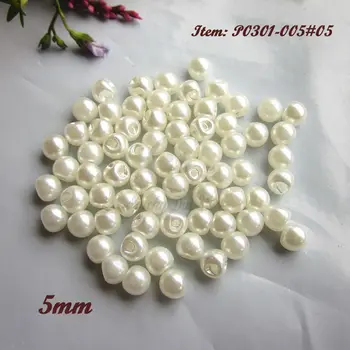 Nové 144pcs 5mm perly tlačidlá najmenšie strane otvoru plastové imitácie perál tlačidlá oblečenie pearl korálky dekoratívne doplnky