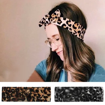 Nové 1PCS Leopard Ženy Elastické Luk hlavový most Uzol Dospelých Králik Uchu, Vlasy Kapely Módne pokrývku hlavy Roztomilý Headwraps Dary