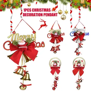 Nový Rok 2022 Vianočné Jingle Bell Prívesok s Cute Santa Domáce Dverí Visí Xams Strom Dekorácie Pre Domov 1PC