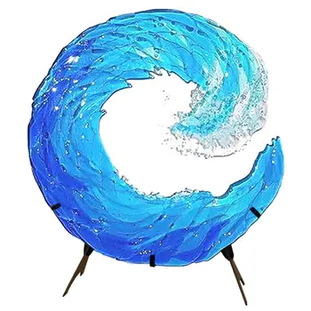 Oceánu Vlny Taveného Socha Gradient Blue Wave Socha, Ornament Dekorácie Vlny Umeleckých Remesiel pre Domova 20x20CM