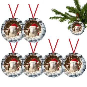 Ovce Ozdoby Na Vianočný Stromček 6PCS/Set 2D Akryl Vtipné Vianočné Prívesok Vianočný Stromček Dekoratívny Kus Domova
