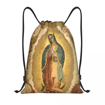 Panna, Z Guadalupe Panny Márie Šnúrkou Batoh Ženy Šport Telocvični Sackpack Skladacia Mexiko Katolíckej Saint Nákupní Taška Vrece
