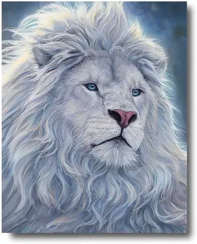 Plátno Olejomalieb 'White Lion' Visí Na Obývacia Izba, Spálňa Domova Moderné Umelecké Diela
