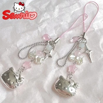 Sanrio Hello Kitty Anime Prívesok Kawaii Jednoduché Ručné Korálky Strand Choker Náramky Visieť DIY Šperky Darček telefóny, Príslušenstvo
