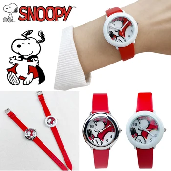 Snoopy Cartoon Deti pozerajú Deti Móda Elektronické Quartz Hodinky Red White Dog Roztomilý Náramok pre Chlapcov, Dievčatá Darček k Narodeninám