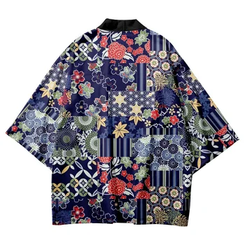 Spojovanie Kvetinový Vytlačené Streetwear Príležitostné Letné Japonské Kimono Beach Šortky Yukata Harajuku Cardigan