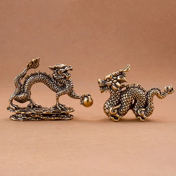 Starožitný Dragon Socha Ornament Pohyblivé Telo Kĺbov Výstavná Sieň Domáce Dekorácie Zverokruhu Zvierat Mosadz Remesiel Zber