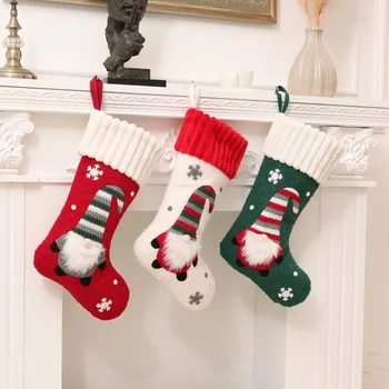 Vianočné Ponožky, Pletené Č Tvár Rudolf Bábika Detí Candy Darčeková Taška Scény Rozloženie Vianočné Dekorácie pre Domov