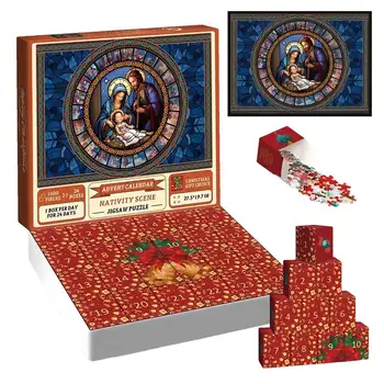 Vianočné Puzzle Darčeky Pre Deti na 24 Dní príde Ježiš Časovač Adventný Kalendár Vianočné betlehemom Príchodom Puzzle Set 2024