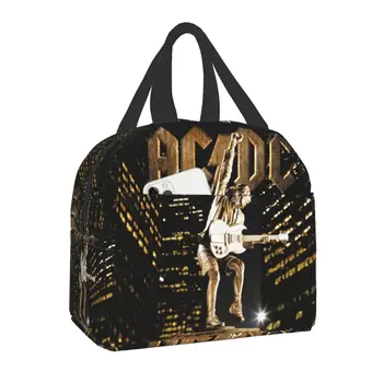 Vintage Rock AC DC Izolované Obed Taška pre Ženy, Deti, Školy Heavy Metalová Kapela Chladnejšie Tepelnej Lunch Box Outdoor Piknik Jedlo Tašky