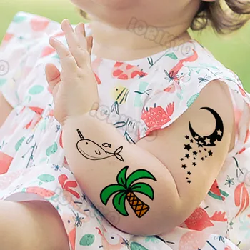 Vtipné Veľryba Strom Dočasné Tetovanie Pre Dieťa Chlapec Tváre, Krku Dievčatá, Syn, Dcéra Falošný Mesiac Tetovanie Nálepky Cartoon Prenos Tatoos