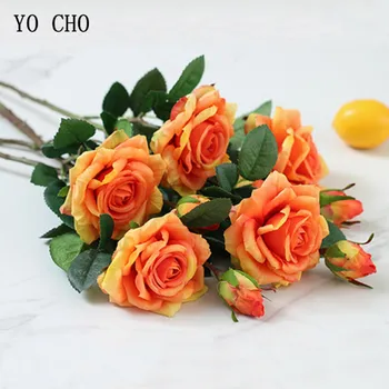 YO CHO Umelé Ruže Kvet Domáce Dekorácie, Svadobné Kytice Tabuľka Kvetu Ružové Ruže, Svadba, Kvetinová Bridesmaid, Sestra Kytice