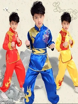 Čínske Tradičné Nový Rok Kostýmy Wushu Kung Fu Jednotné Deti, Dospelý Človek Chlapci Tang Vyhovovali Taekwondo Výkon