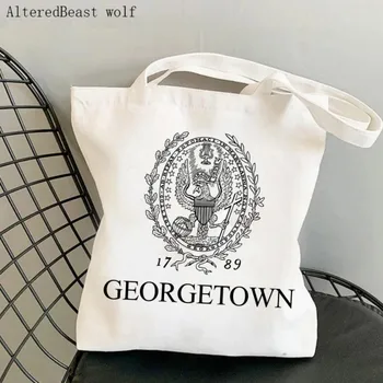 Ženy Plátno taška cez Rameno Georgetown University Nakupovanie vlastné Taška Harajuku Nakupovanie Kabelky Tote Pre Milenca Dievčatá